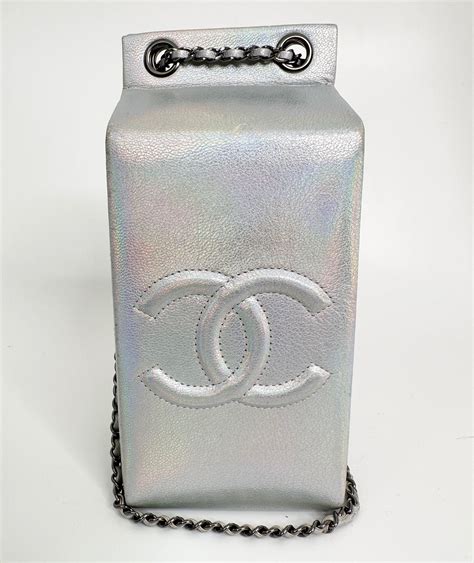 chanel milk carton bag silver|CHANEL Iridescent Silver Lait de Coco Milk Carton Bag.